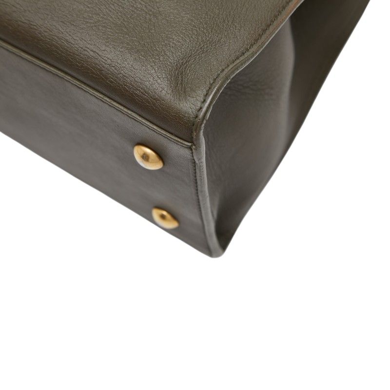 Saint Laurent Line Petite Cabas 2-Way Shoulder Bag Khaki Green Leather — view 7