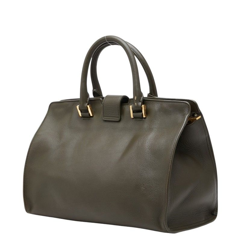 Saint Laurent Line Petite Cabas 2-Way Shoulder Bag Khaki Green Leather — view 2
