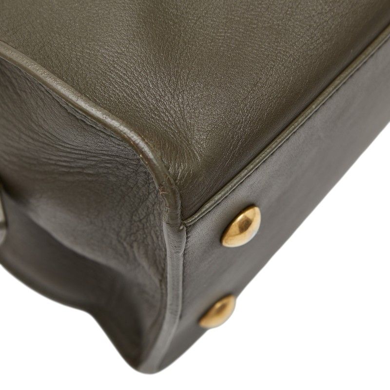 Saint Laurent Line Petite Cabas 2-Way Shoulder Bag Khaki Green Leather — view 6