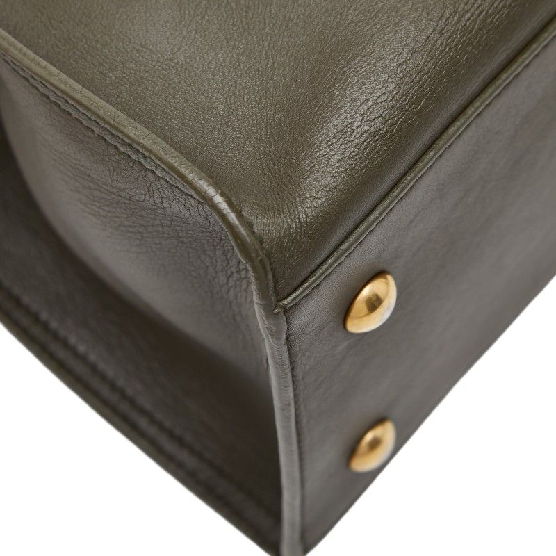 Saint Laurent Line Petite Cabas 2-Way Shoulder Bag Khaki Green Leather — view 5