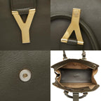 Saint Laurent Line Petite Cabas 2-Way Shoulder Bag Khaki Green Leather — view 8