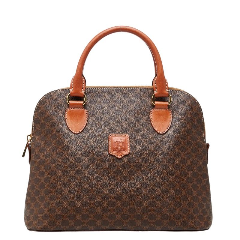 Celine Macadam Handbag Brown Leather