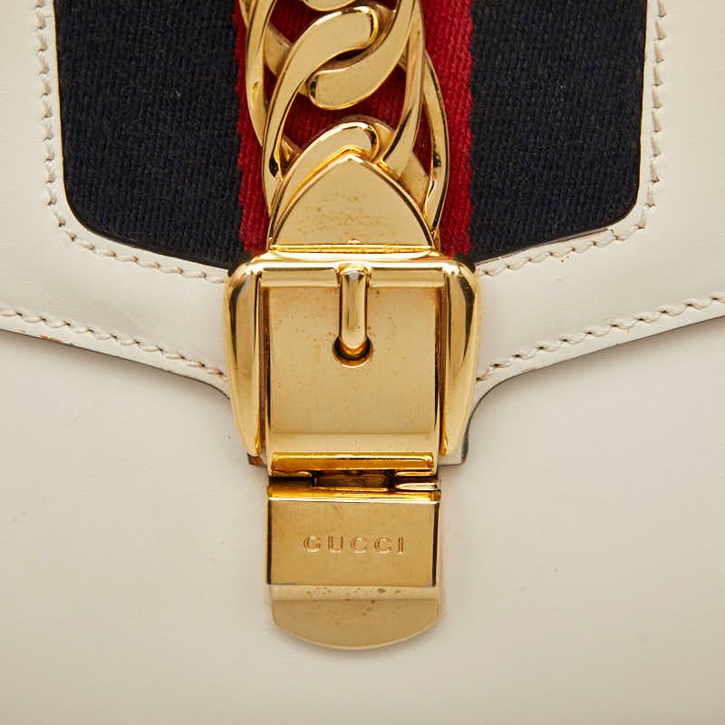 Gucci Sherry Line Sylvie 2-Way Shoulder Bag White Ivory Leather — view 8