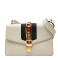 Gucci Sherry Line Sylvie 2-Way Shoulder Bag White Ivory Leather