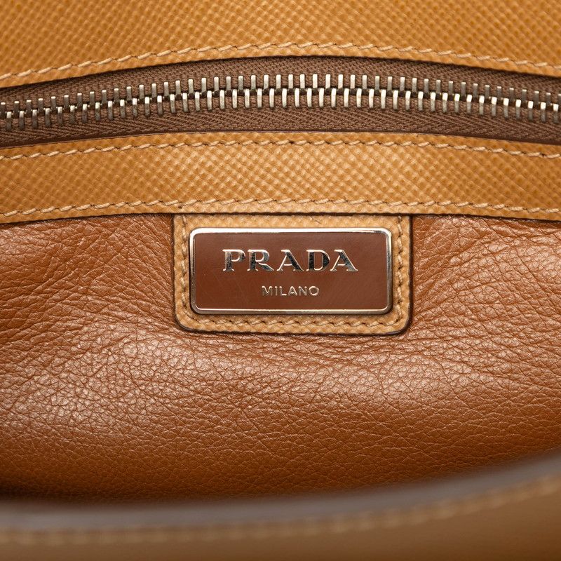 Prada Saffiano Crossbody Shoulder Bag Brown Leather — view 5