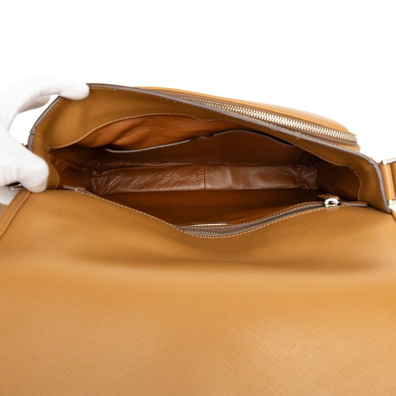 Prada Saffiano Crossbody Shoulder Bag Brown Leather — view 4