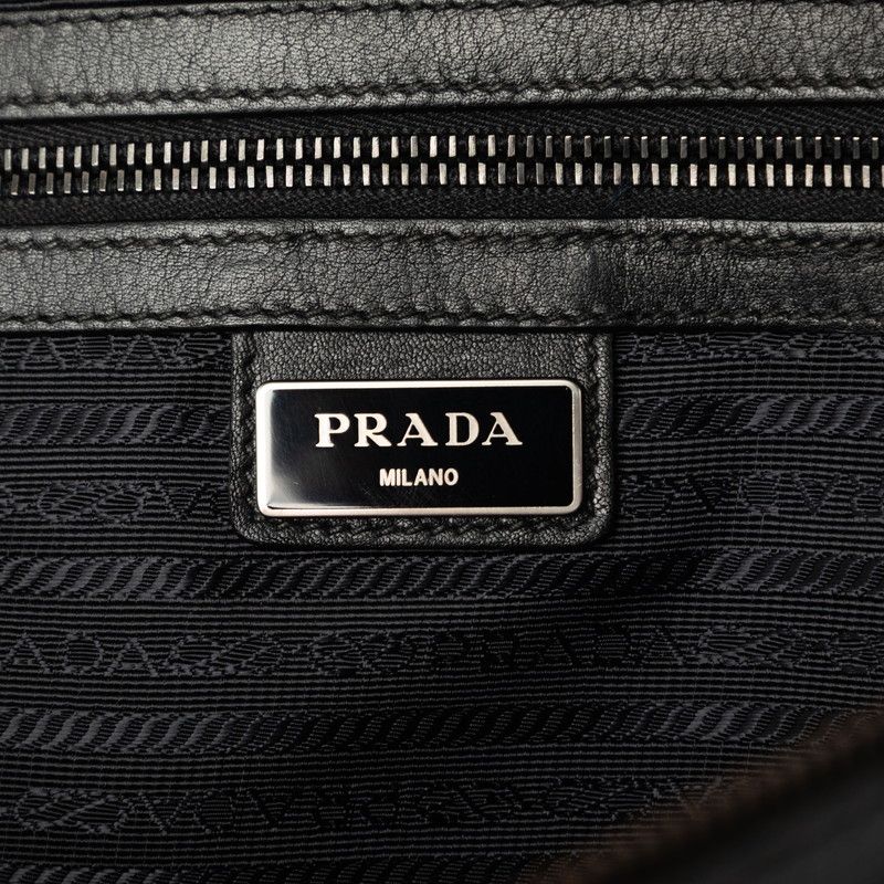 Prada Messenger Bag Crossbody Shoulder Black Leather — view 6