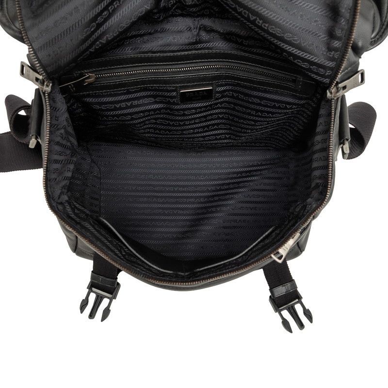 Prada Messenger Bag Crossbody Shoulder Black Leather — view 5