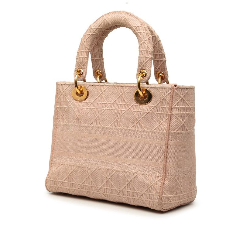 Dior Cannage Lady Dealite 2-Way Shoulder Bag Pink Canvas — view 2