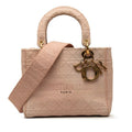 Dior Cannage Lady Dealite 2-Way Shoulder Bag Pink Canvas