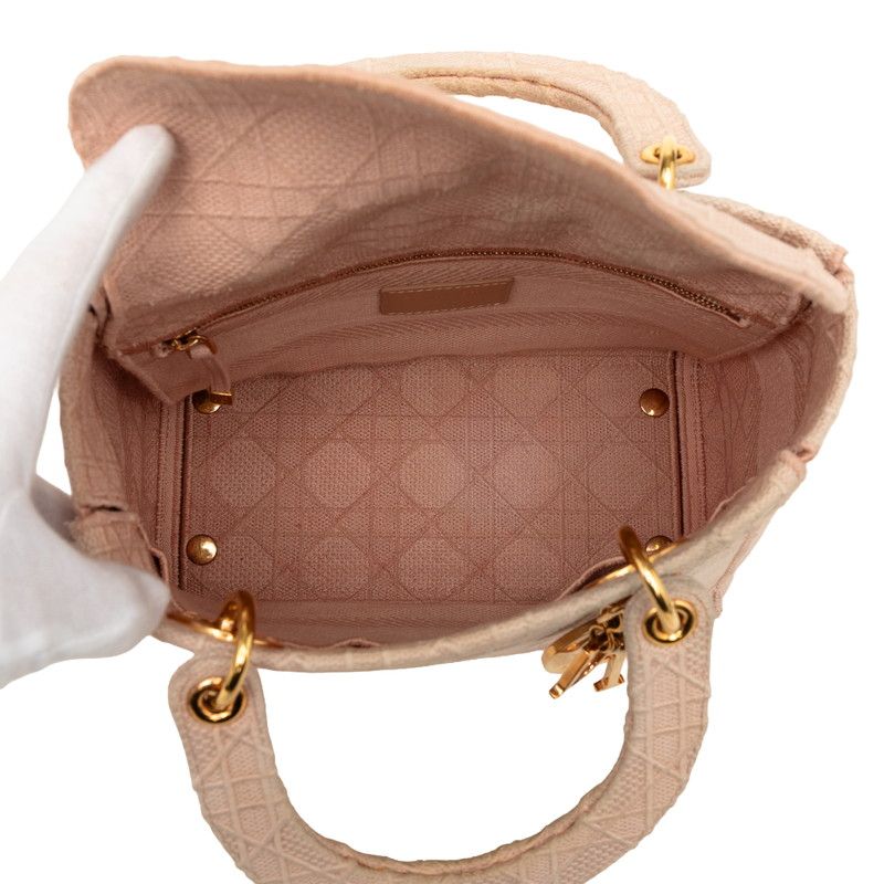 Dior Cannage Lady Dealite 2-Way Shoulder Bag Pink Canvas — view 5
