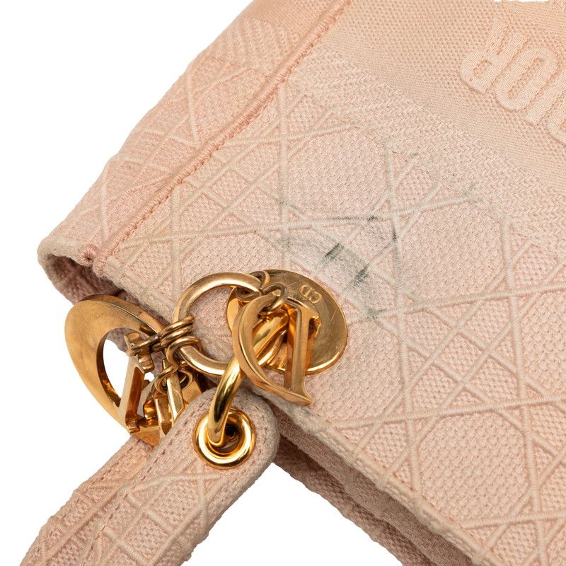 Dior Cannage Lady Dealite 2-Way Shoulder Bag Pink Canvas — view 4
