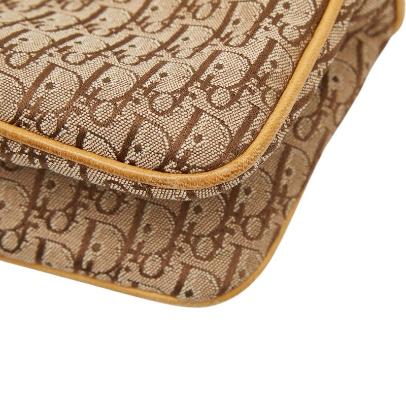 Dior Trotter Straight Chic Shoulder Bag Beige Canvas Leather — view 6