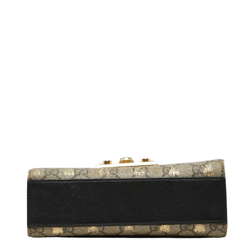 Gucci GG Supreme Padlock Chain Shoulder Bag Black Gold Leather — view 3