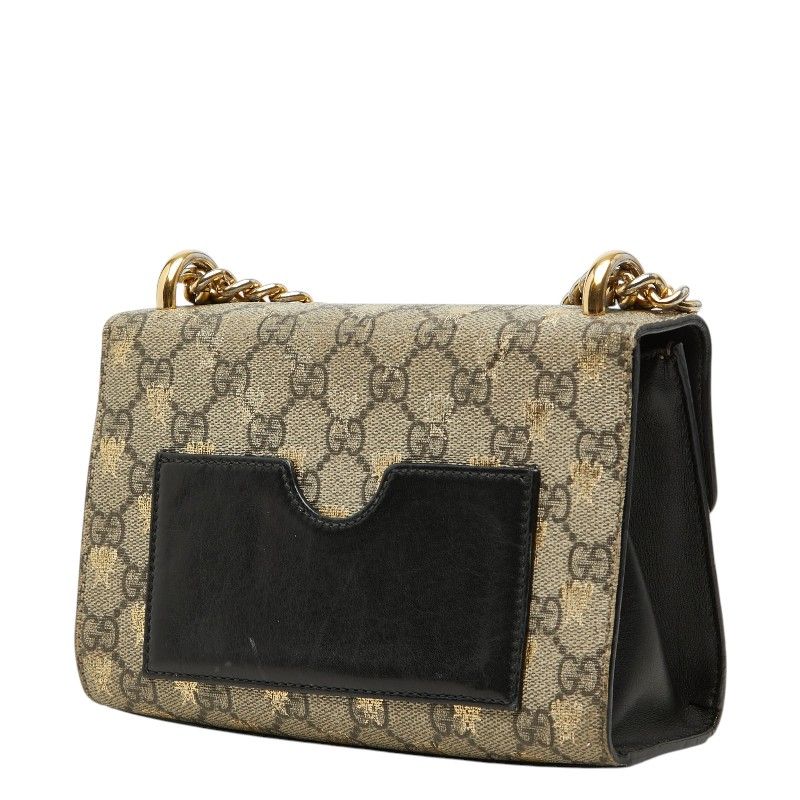 Gucci GG Supreme Padlock Chain Shoulder Bag Black Gold Leather — view 2