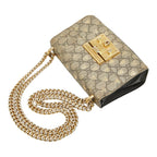 Gucci GG Supreme Padlock Chain Shoulder Bag Black Gold Leather — view 8