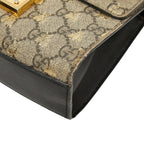 Gucci GG Supreme Padlock Chain Shoulder Bag Black Gold Leather — view 4