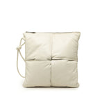 Bottega Veneta Maxi Intrecht Clutch White Leather