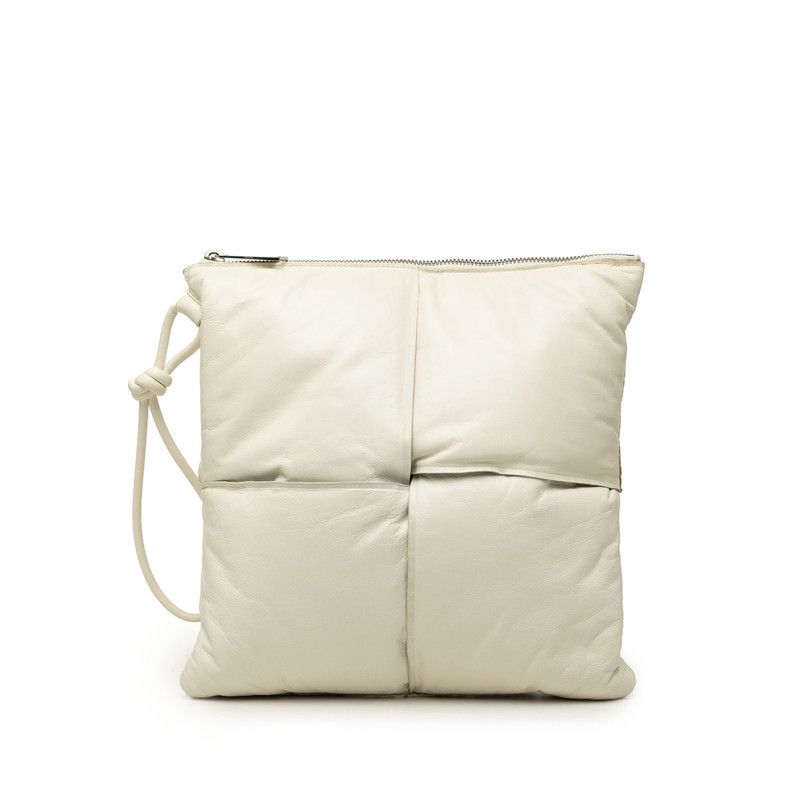 Bottega Veneta Maxi Intrecht Clutch White Leather