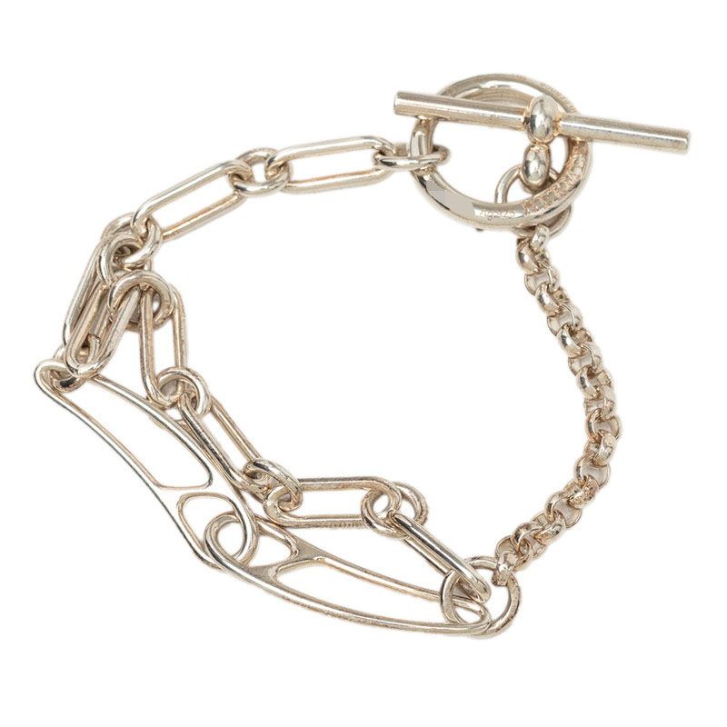 Hermes Chaine D'ancre Punk T Bar Bracelet 925 Sterling Silver