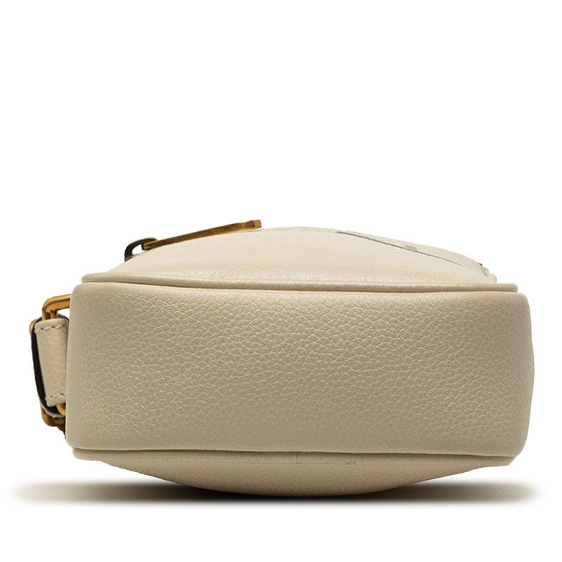 Gucci Logo Print Crossbody Shoulder Bag White Leather — view 3