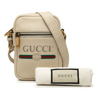 Gucci Logo Print Crossbody Shoulder Bag White Leather — view 7