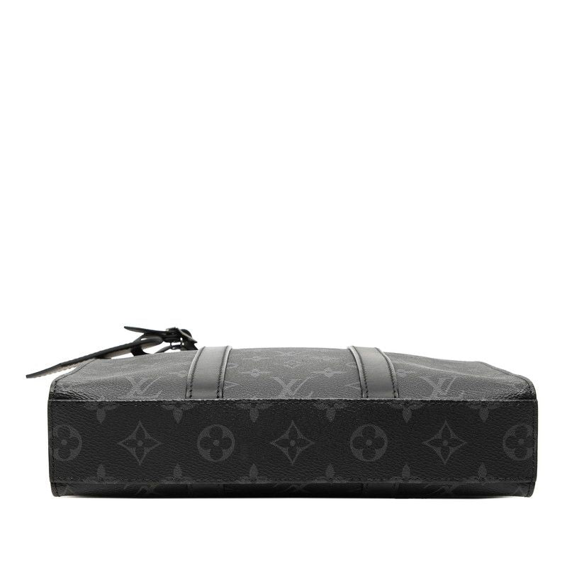 Louis Vuitton Monogram Eclipse Sac Plat Cross 2-Way Shoulder Bag Black Leather — view 3