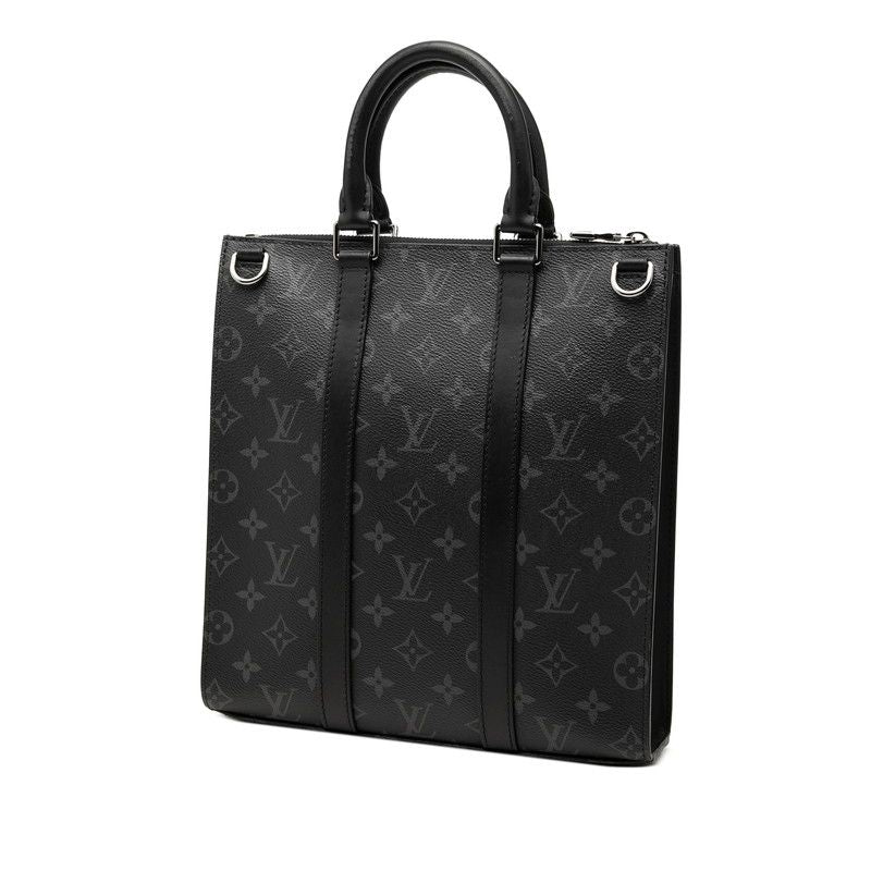 Louis Vuitton Monogram Eclipse Sac Plat Cross 2-Way Shoulder Bag Black Leather — view 2