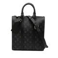 Louis Vuitton Monogram Eclipse Sac Plat Cross 2-Way Shoulder Bag Black Leather