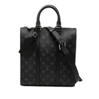 Louis Vuitton Monogram Eclipse Sac Plat Cross 2-Way Shoulder Bag Black Leather