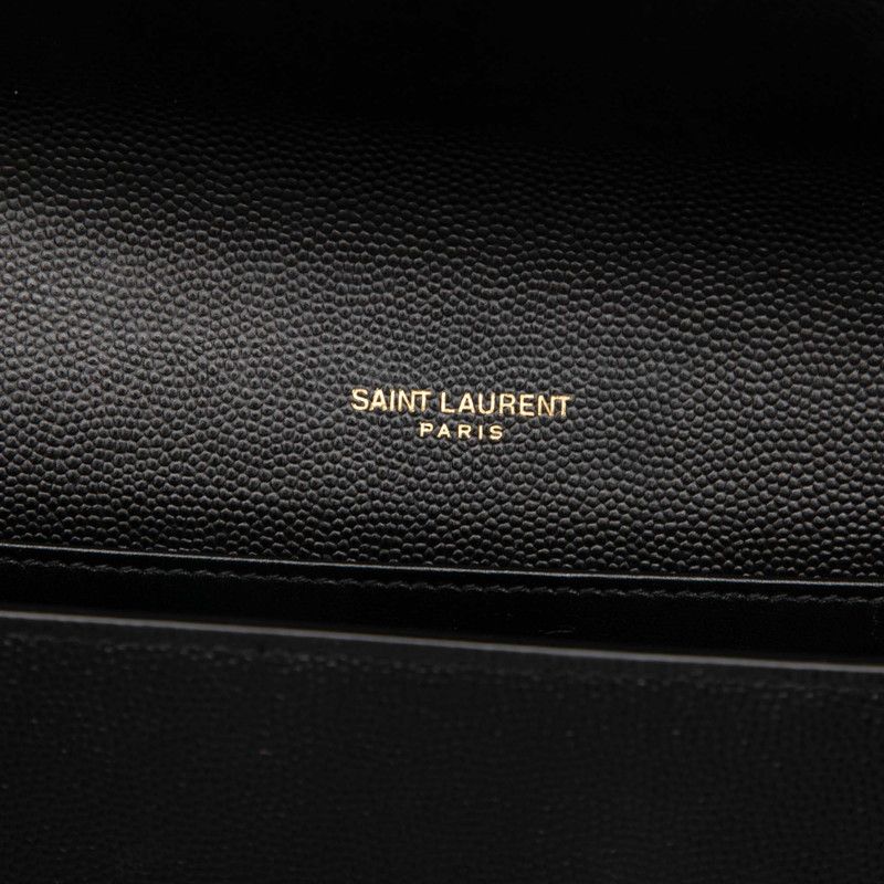 Saint Laurent Cassandra YSL Logo Chain Shoulder Bag Wallet Black Leather — view 5