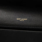Saint Laurent Cassandra YSL Logo Chain Shoulder Bag Wallet Black Leather — view 5