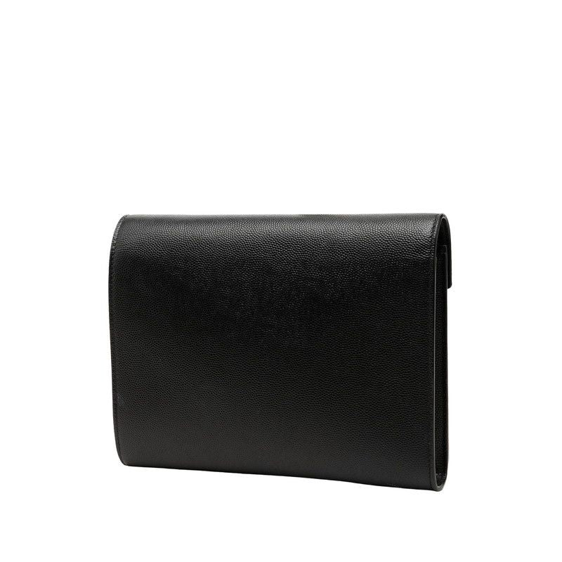 Saint Laurent Cassandra YSL Logo Chain Shoulder Bag Wallet Black Leather — view 2