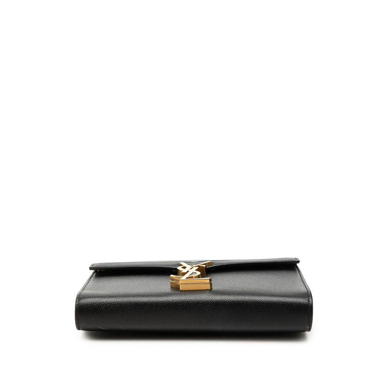 Saint Laurent Cassandra YSL Logo Chain Shoulder Bag Wallet Black Leather — view 3