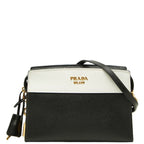 Prada Esplanade Crossbody Shoulder Bag Bicolor Black White Grain Calfskin