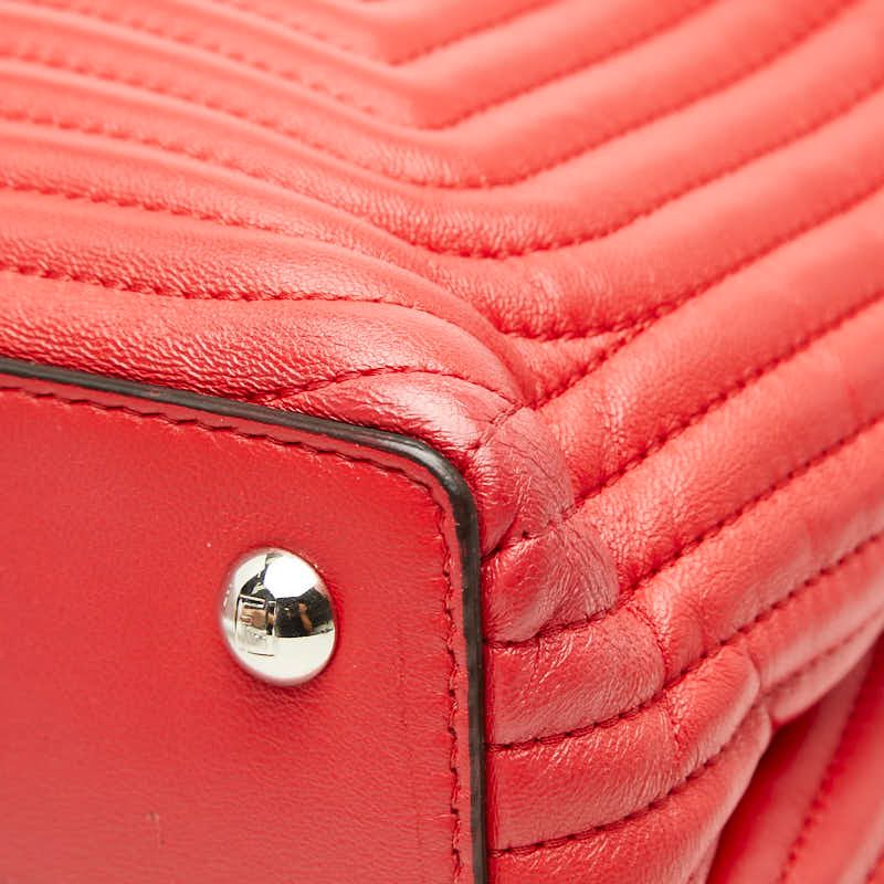Fendi Dot Com Click Chain Shoulder Bag 8 Red Leather — view 6