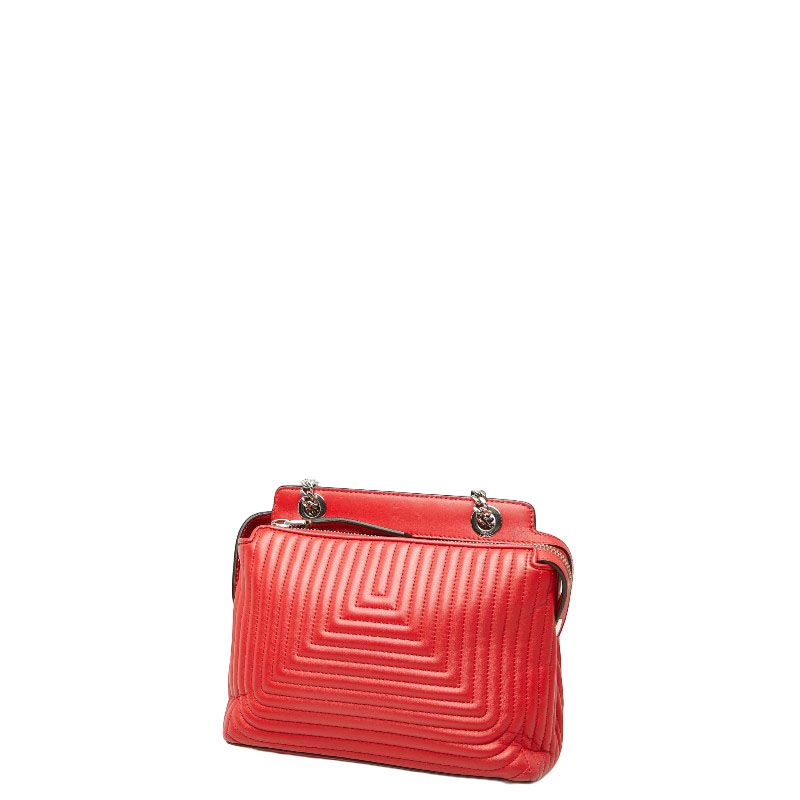 Fendi Dot Com Click Chain Shoulder Bag 8 Red Leather — view 2