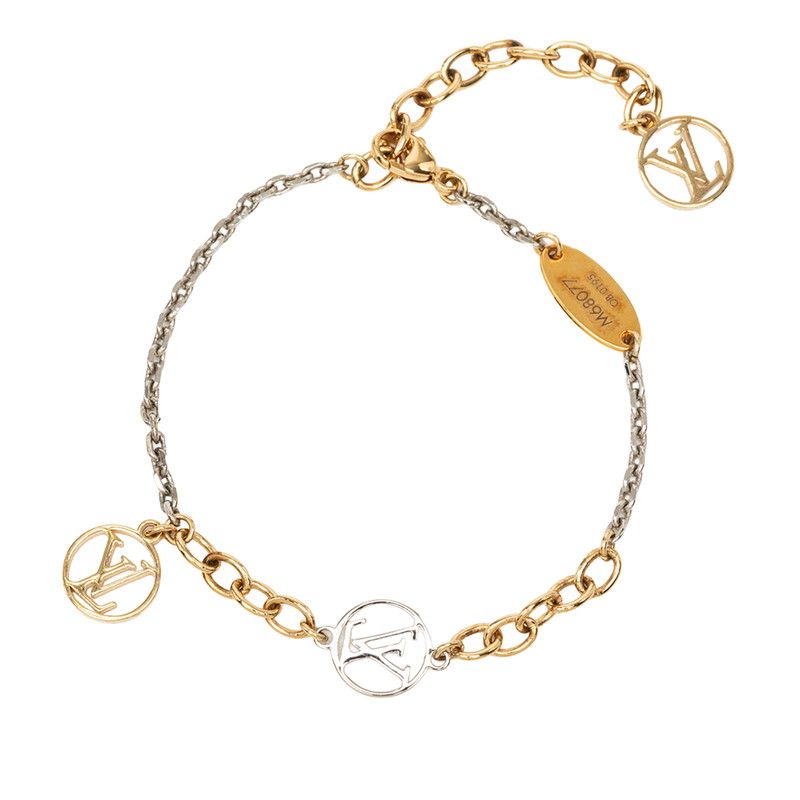 Louis Vuitton Bracelet Logo Mania Chain Gold Silver Plated Metal — view 3