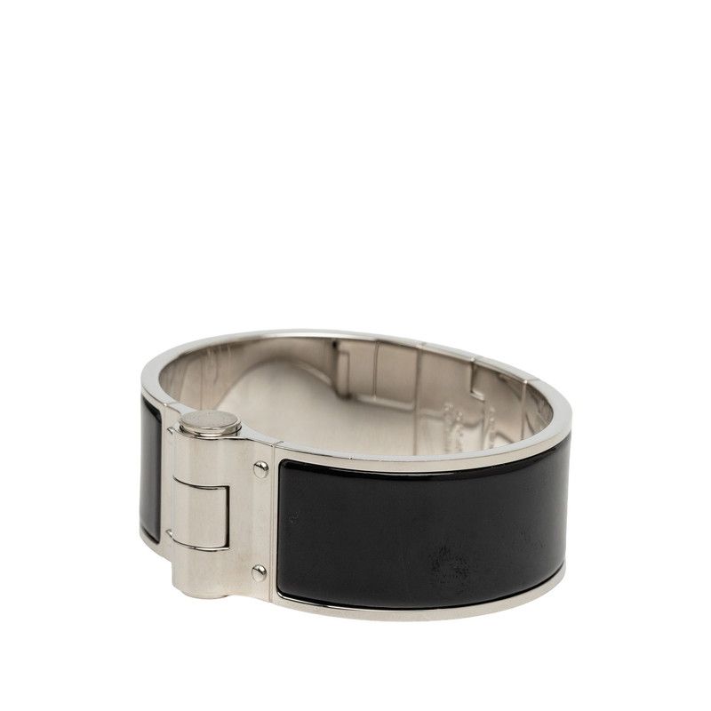 Hermes Bracelet Bangle Silver Black Noir Metal Enamel — view 2