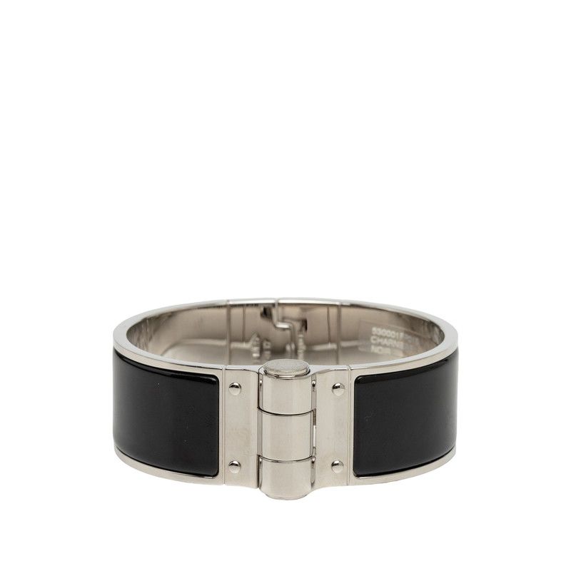Hermes Bracelet Bangle Silver Black Noir Metal Enamel