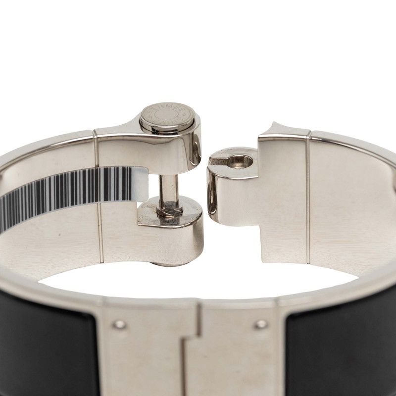 Hermes Bracelet Bangle Silver Black Noir Metal Enamel — view 5