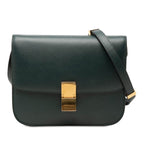 Celine Classic Box Crossbody Shoulder Bag Green Leather