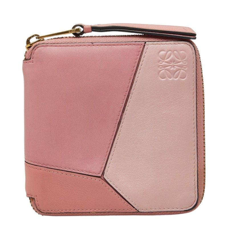 Loewe Anagram Puzzle Zip Around Bifold Wallet Pink Leather