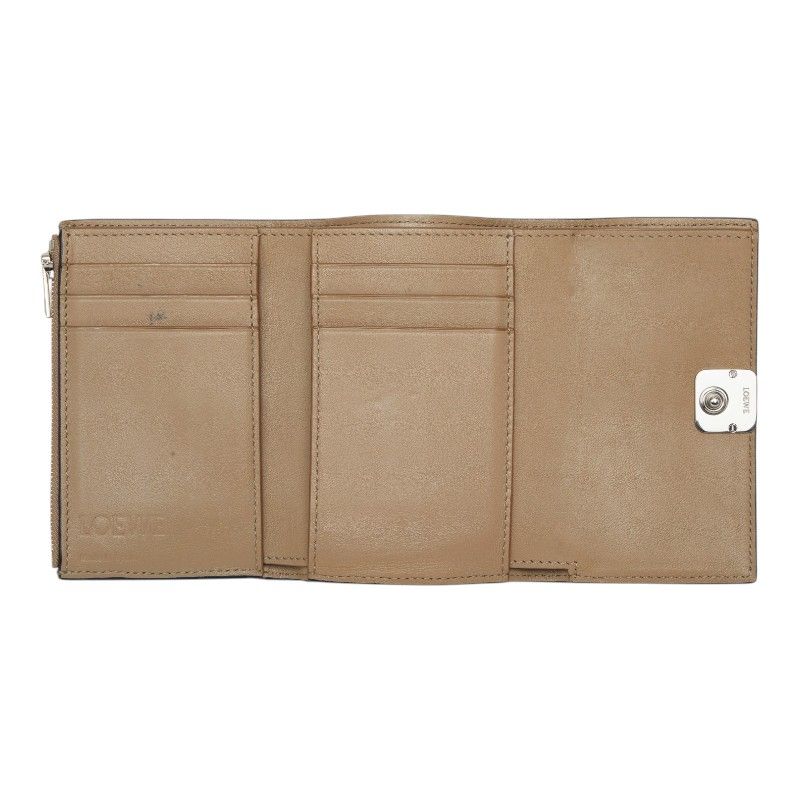 Loewe Anagram Vertical Small Wallet Trifold Beige Leather — view 6