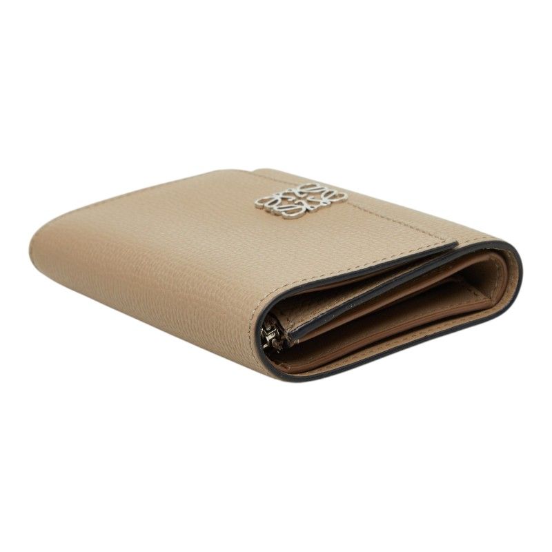 Loewe Anagram Vertical Small Wallet Trifold Beige Leather — view 5