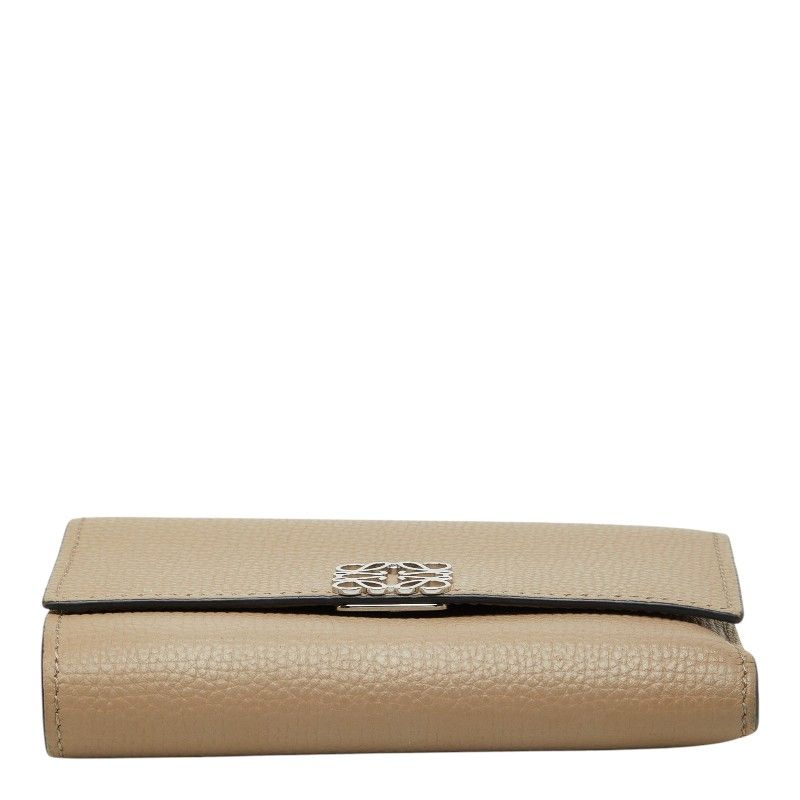 Loewe Anagram Vertical Small Wallet Trifold Beige Leather — view 3