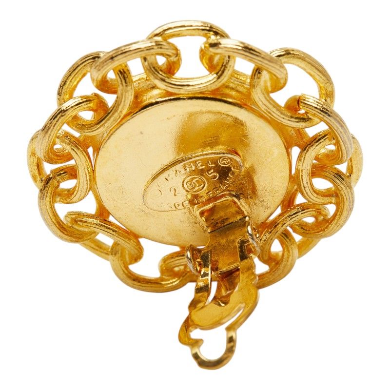 Chanel Circle Earrings Gold Brown Plated Tiger — view 4