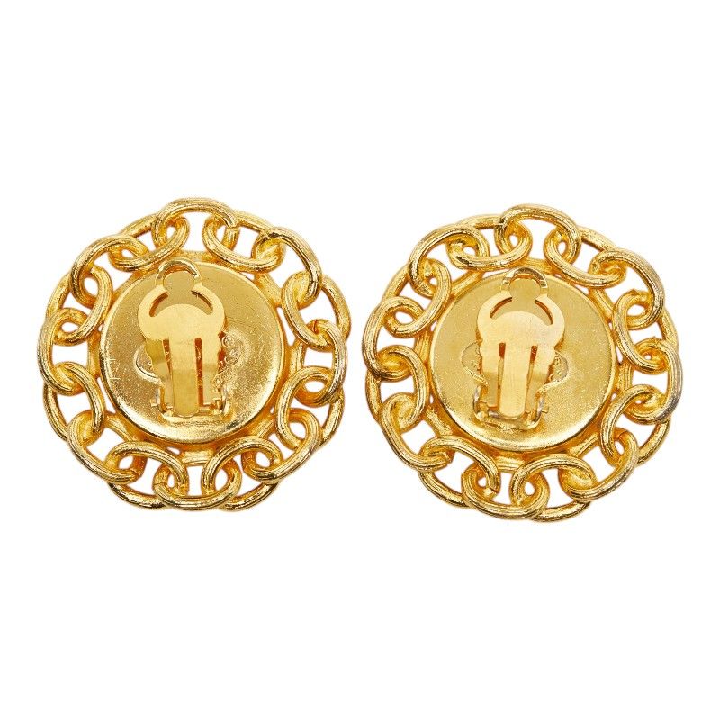 Chanel Circle Earrings Gold Brown Plated Tiger — view 3