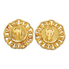 Chanel Circle Earrings Gold Brown Plated Tiger — view 3