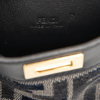 Fendi Zukka Nano Peekaboo Shoulder Bag Navy Canvas Leather — view 6